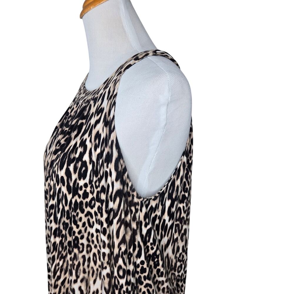 Cable & Gauge Leopard Print Tank Sleeveless Halter Size XL Tan Black Brown - Picture 2 of 8